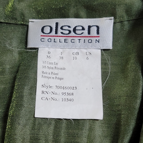 Olsen Blouse Linen Nylon Blend Striped Top Sparkly Shiny - Picture 9 of 12